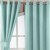 HOMESCAPES Pastelno modra Herringbone Chevron Blackout toplotne zavese Par Eyelet Style, 228x228 cm, (20749690) | Shoptok.si