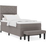 vidaXL Box vzmetnica z vzmetnico & klopjo taupe 100x200 cm Tkanina, (22080910) | Shoptok.si