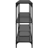  Konzolni stol s crnom staklenom površinom 158,5x30x81cm čelični | shoptok.hr