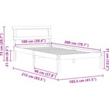  Krevet s uzglavljem i LED - smeđa voskasta 100 x 200 cm čvrsto borovo drvo. | shoptok.hr
