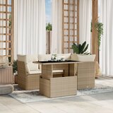  5-dijelni vrtni set sofa s jastucima bež od poliratana | shoptok.hr
