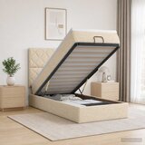  Krevet od pjene s madracem i LED-om Krem 90 x 190 cm Tkanina | shoptok.hr