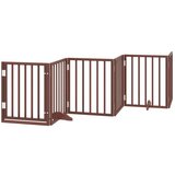 vidaXL Ograda za pse z vrati zložljiva 9 panelov rjava 450 cm les | Shoptok.si