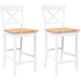 vidaXL Barski stoli 2 kosa beli masivni les guma, (5000297057) | Shoptok.si