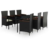  7-dijelni vrtni blagovaonski set s jastucima crni | shoptok.hr