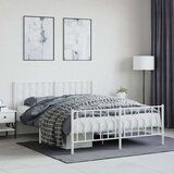 Metalni okvir kreveta uzglavlje i podnožje bijeli 150 x 200 cm | shoptok.hr