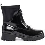 GOODIN Lacquered black women's ankle boots with a zipper Cene
