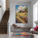  Slika na platnu kućica u polju cvijeća | akrilni detalji | shoptok.hr