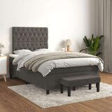 Box spring postelja z vzmetnico temno siva 120x200 cm žamet, (20790755) | Shoptok.si
