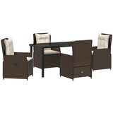 vidaXL 5-dijelni vrtni blagovaonski set smeđi poliratan, vrtni stol crni 140x80x73 cm kaljeno staklo | shoptok.hr
