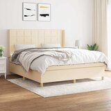  Krevet s oprugama i madracem krem 160x200 cm od tkanine | shoptok.hr