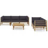 The Living Store Vrtna sedežna garnitura s temno sivimi blazinami 6-delna bambus - Vrtna Počivalna Garnitura, (21459628) | Shoptok.si