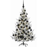  Umjetno božićno drvce s kuglicom 120 cm 150 LED lampica - Zelena i bijela 120 cm s LED-ima i crnim lopticama | shoptok.hr
