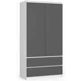 AKORD Garderobna Omara, 2 Vrata In 2 Predala, Bela/Siva, (5000331733) | Shoptok.si