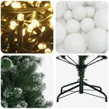  Umjetno božićno drvce s kuglicama 150 cm 150 LED lampica - 150 cm s LED žaruljama i bijelim kuglicama | shoptok.hr