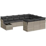 Maison Chic Seti vrtnega pohištva - Vrtna garnitura - Vrtni pohištvo set 11-delna z blazinami sv. siv poli ratan, (21810042) | Shoptok.si
