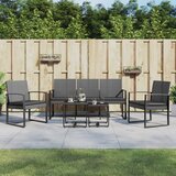 The Living Store Vrtna jedilna garnitura 5-delna z blazinami temno siv PP ratan - Vrtna Jedilna Garnitura, (21476879) | Shoptok.si