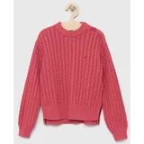 Tommy Hilfiger Dječji pamučni pulover boja: ružičasta, topli