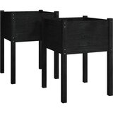 vidaXL Vrtno cvetlično korito 2 kosa črno 50x50x70 cm trdna borovina | Shoptok.si