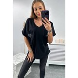 Kesi Cotton blouse with pocket black Cene