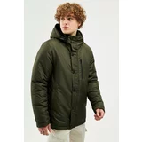 River Club Men's Khaki Shearling Winter Coat & Coat &; Parka with Detachable Hooded Water and Windproof.