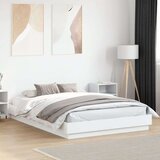 vidaXL Posteljni okvir z LED diodami bel 150x200 cm | Shoptok.si