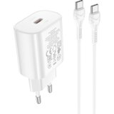 hoco. polnilec N22 Jetta PD 25W Type C s kablom Type C na Type C - bel | Shoptok.si