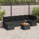  Sjedeća garnitura za vrt 8 kom. Crna poliratan 297,5 x 132,5 x 85 cm | shoptok.hr