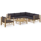 Maison Chic Seti vrtnega pohištva - Vrtna garnitura - Vrtni pohištvo set s temno sivimi blazinami 7-delna bambus, (21806495) | Shoptok.si