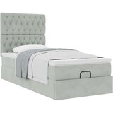 vidaXL Otomanski posteljni okvir z vzmetnicami siv 100x200cm žamet | Shoptok.si