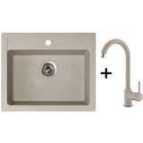 Metalac Inko Metalac set granitna usadna sudopera xQuadro 60 bež 600x500 + xGranit slavina Roto za sudoperu bež | ePonuda.com