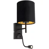 QAZQA Pametna stenska svetilka črna z žametnim senčnikom vključno z WiFi A60 - Stacca