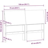 vidaXL Tapecirani uzglavlje Sivo-smeđa 150 cm Čvrsto borovo drvo | shoptok.hr