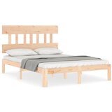 The Living Store Posteljni okvir z vzglavjem 140x190 cm trden les - Posteljni Okvir, (21529694) | Shoptok.si