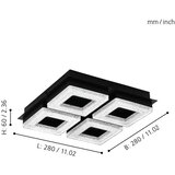 Eglo fradelo 1 zidna/stropna/4, led, 4x4w, 4x400lm, crna/čelik/kristal | shoptok.hr