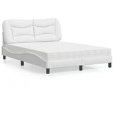 vidaXL Postelja z vzmetnico bela 140x190 cm umetno usnje | Shoptok.si