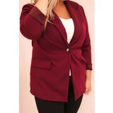 Kesi Włoski Plus Size women's blazer made of viscose with long sleeves and collar plum | Shoptok.si