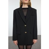 Trendyol Black Oversize Heart Button Blazer Jacket | Shoptok.si