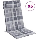  Jastuci za stolicu visoki naslon 6 kom sivi karirani od tkanine | shoptok.hr