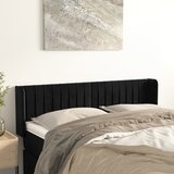  Uzglavlje s ušima crno 147x16x78/88 cm baršunasto | shoptok.hr