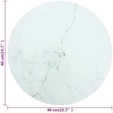 Stolna ploča bijela Ø 40 x 0,8 cm staklena s mramornim uzorkom | shoptok.hr