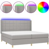  Krevet box spring s madracem LED svjetlosivi 200x200 cm tkanina | shoptok.hr