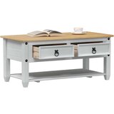  Stolić za kavu s ladicama Bijelo 100 x 48 x 45 cm Čvrsto borovo drvo - Bijelo | shoptok.hr
