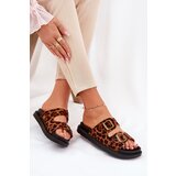 Boto Women's Platform Slides With Leopard Print And Buckles Brown Simbes | Shoptok.si