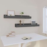  Zidne police 2 kom sive 80x12x9 cm od masivne borovine | shoptok.hr