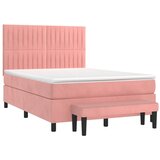  Boxspring - Krevet s oprugama i madracem ružičasti 140x190 cm baršunasti - Ružičasta 140 x 190 cm Okomite pruge | shoptok.hr