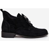 Zazoo Suede Women's Loafers with Decorative Flowers 3080 Black | Shoptok.si