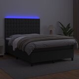 Krevet box spring s madracem LED crni 140x200cm od umjetne kože | Eponuda.com