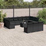 vidaXL 14-dijelni set vrtnih sofa s jastucima poliratan crni Cijene