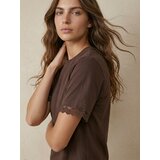 Sinsay Jednobojna pamučna majica s volanima na rukavima | shoptok.hr